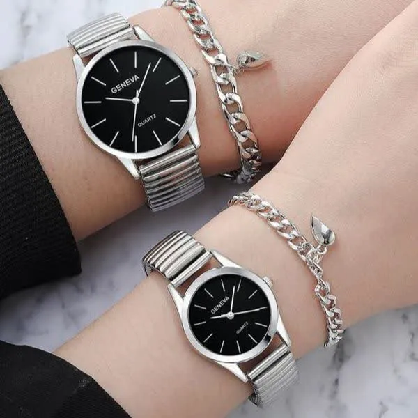 ساعت ست استیل صفحه تیره مشکی