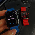 اپل واچ قاب آبی بند قرمز