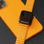 اپل واچ قاب آبی بند زرد