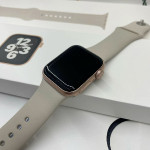 اپل واچ قاب طلایی بند طوسی