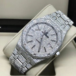 ساعت فول نگین نقره ای