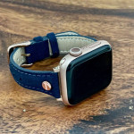 اپل واچ قاب رزگلد بند آبی