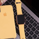 اپل واچ قاب رزگلد بند زرد