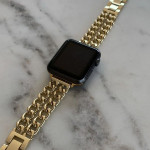 اپل واچ قاب آبی بند طلایی