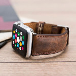 اپل واچ قاب سفید بند قهوه‌ای