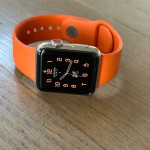 اپل واچ قاب نقره ای بند نارنجی