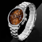 ساعت نقره ای صفحه قهوه ای