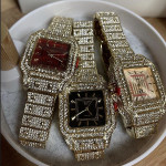 ساعت فول نگین چهار گوش