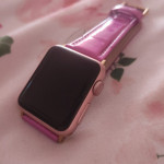 اپل واچ قاب رزگلد بند بنفش