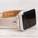 اپل واچ قاب نقره ای بند بژ