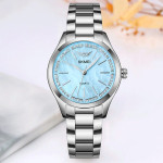 ساعت نقره ای صفحه آبی