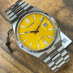 ساعت نقره ای صفحه خردلی