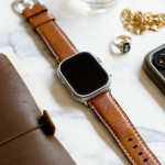 اپل واچ قاب استیل بند قهوه‌ای