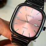 ساعت مشکی صفحه صورتی