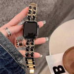 اپل واچ قاب سفید بند مشکی طلایی