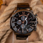 ساعت مشکی صفحه قهوه ای