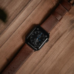 اپل واچ قاب مشکی بند قهوه‌ای