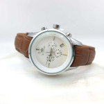 ساعت قهوه ای صفحه سفید