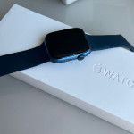 اپل واچ قاب آبی بند مشکی