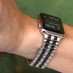 اپل واچ قاب تیتانیومی بند مشکی نقره‌ای