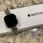 اپل واچ قاب مشکی بند مشکی نقره‌ای