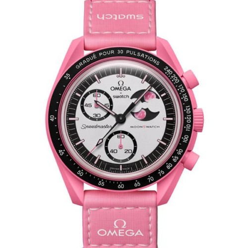 ساعت زنانه سواچ مدل SWATCH X OMEGA MISSON TO THE PINK MOONSWATCH SO33P700