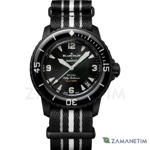 ساعت مردانه سوچ مدل SWATCH BLANCPAIN SCUBA FIFTY FATHOMS OCEAN OF STORMS SO35B400