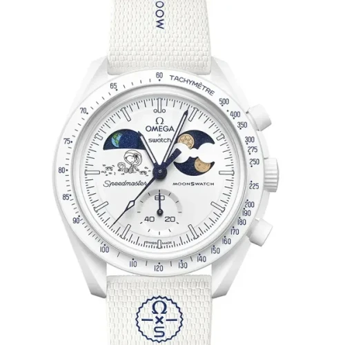 ساعت زنانه سواچ مدل SWATCH X OMEGA MISSON TO EARTHPHASE MOONSHINE GOLD SO33W701L